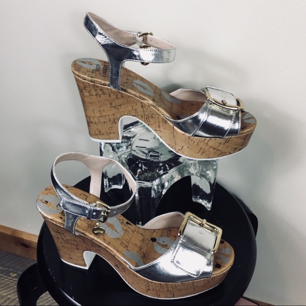 Juicy Couture Silver Platform Buckle Strap